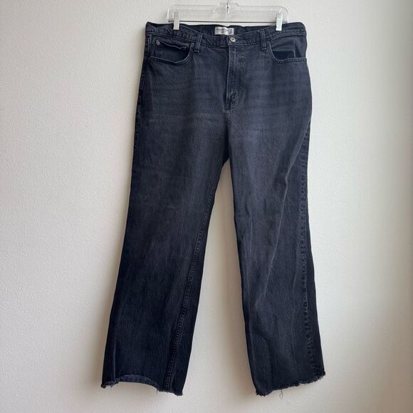 Abercrombie & Fitch 90’s Relaxed High Rise Jean 33 / 16 Straight Leg Gray Black - Picture 2 of 6